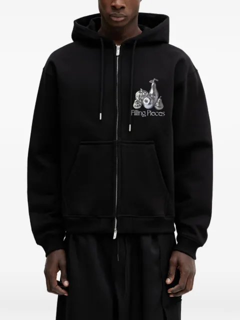 Filling Pieces Chrome Fruit graphic-print zip-up hoodie Black 412633501291