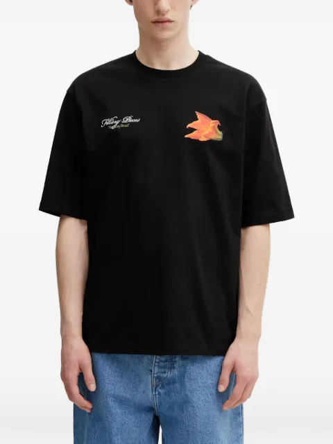 Filling Pieces Zucchini floral-print logo-print T-shirt Black 412620501289