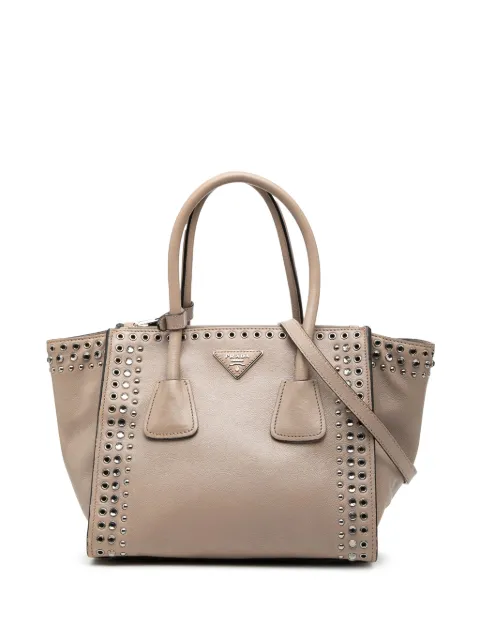 Prada Pre-Owned 2013-2025 Glace Calf Studded Twin Pocket satchel Neutrals KZMU0KBM2X3WO9AO