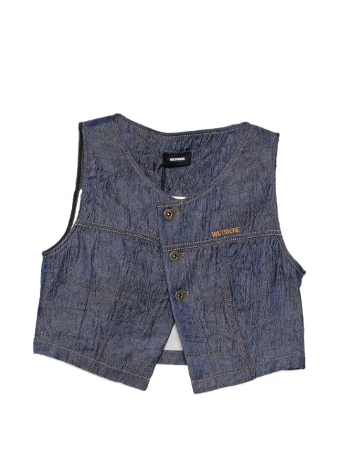 We11done crinkled-finish denim top Blue WDBL126103WNV