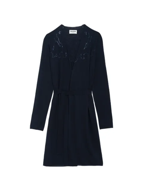 Zadig&Voltaire Daffy rhinestone-embellished belted cardigan Blue KWCA01709