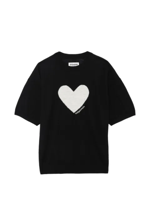 Zadig&Voltaire heart-intarsia cashmere T-shirt Black KWSW02974