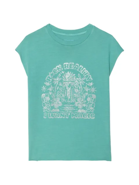 Zadig&Voltaire Cloe cap-sleeves T-shirt Green JWTT01293