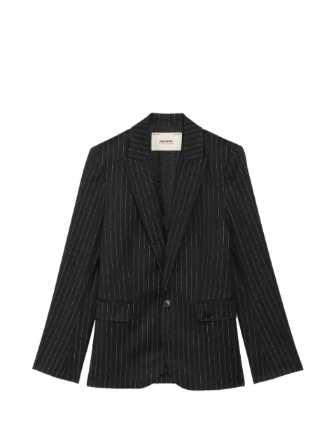 Zadig&Voltaire pinstriped embroidered-logo blazer Black WWBL01980