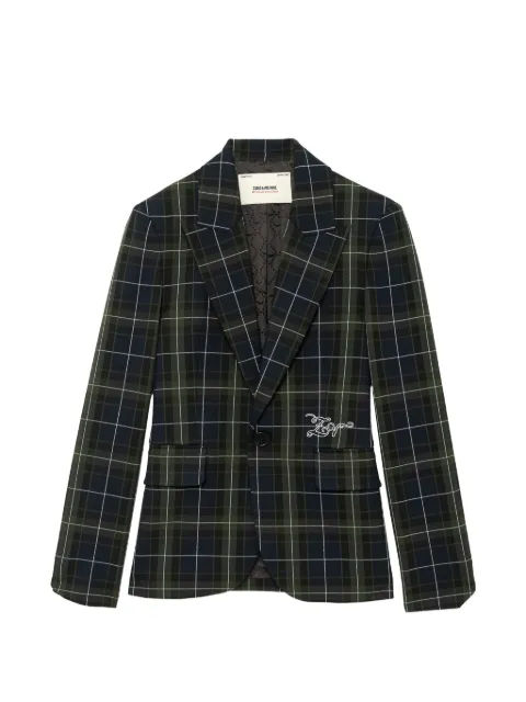 Zadig&Voltaire Vavy tartan-print single-breasted blazer Blue WWBL01983
