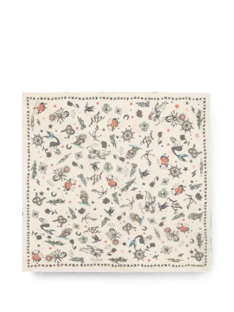 Zadig&Voltaire Kerry tattoo scarf 135 Neutrals OWSC01568