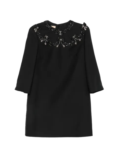 Valentino Garavani crystal-embellished bow-detail dress Black BVAHA51CF