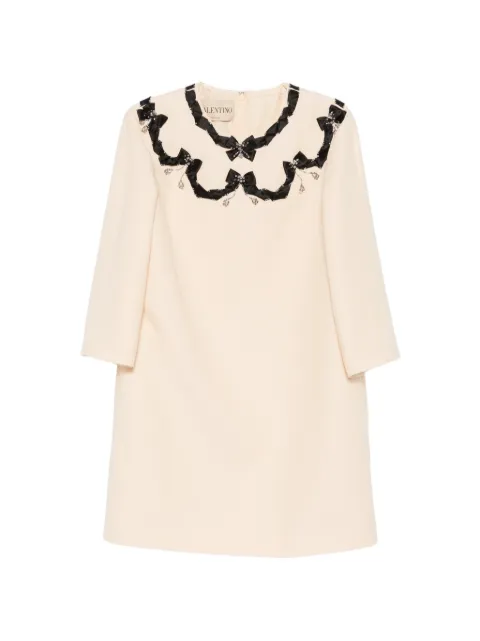 Valentino Garavani bow-embellished crystal-pendant dress Neutrals BVAHA51CF