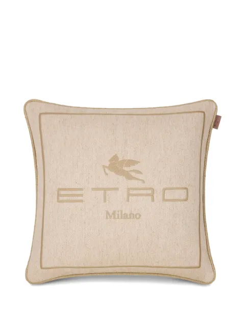 ETRO HOME embroidered logo cushion Neutrals UKAA0001AR493