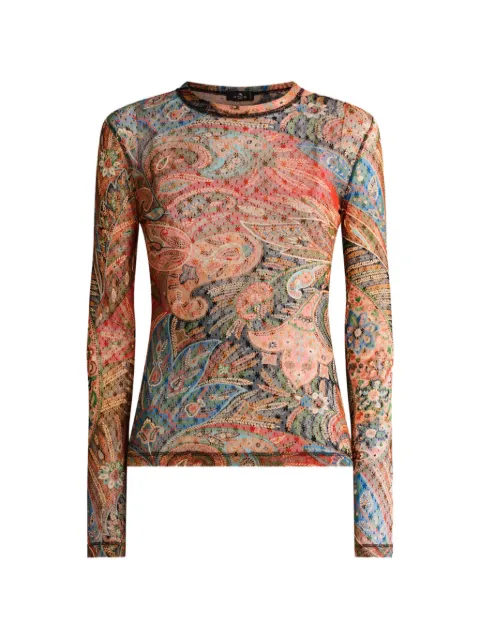 ETRO paisley tulle long-sleeve top Multicolour WRJA0038AKI24