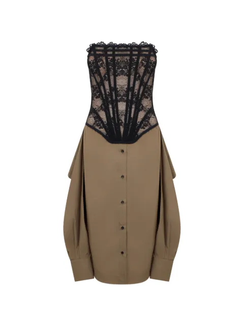 Giuseppe Di Morabito lace-detail buttoned dress Brown 04SSDR44604425
