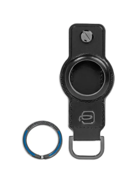 PIQUADRO Airtag and Connequ 4.0 leather keychain Black PC7090B2