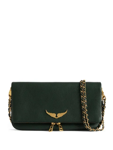 Zadig&Voltaire Rock grained leather clutch bag Green LWBA00001