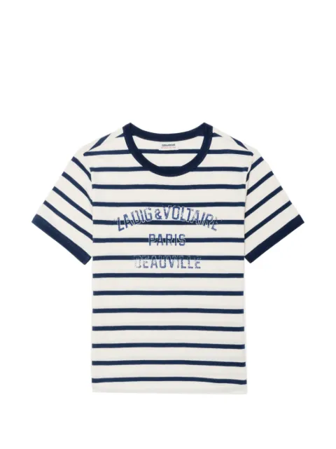 Zadig&Voltaire Woos striped logo-print T-shirt Neutrals JWTS02999