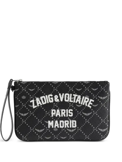 Zadig&Voltaire x St Barth logo-print clutch bag Black LWSG03874