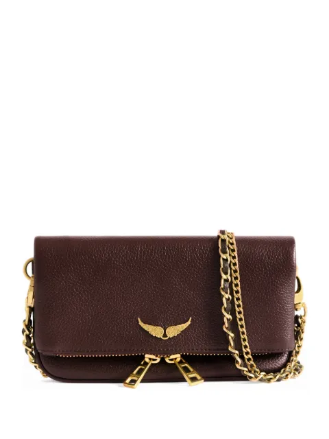 Zadig&Voltaire mini Rock grained leather clutch bag Purple LWBA03975