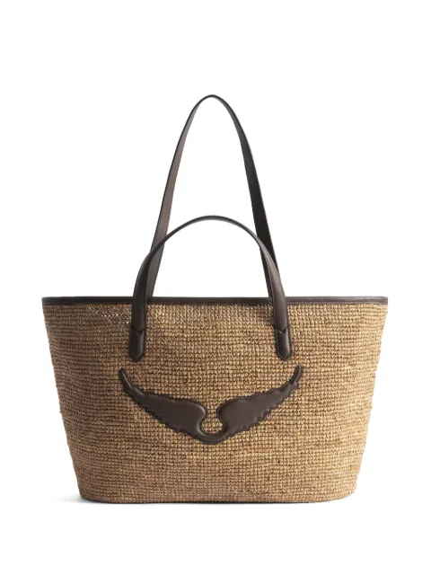 Zadig&Voltaire Wings raffia tote bag Brown LWBA04356