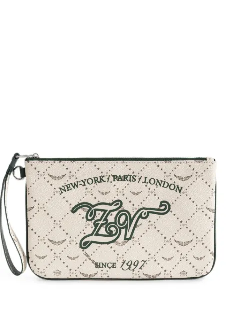 Zadig&Voltaire logo-print wristlet pouch Neutrals LWSG03868