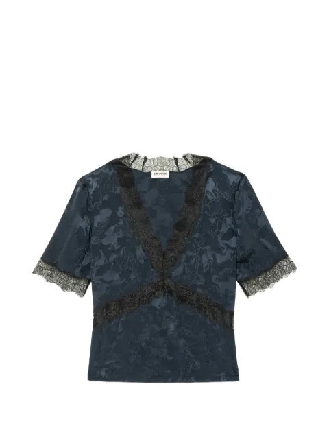 Zadig&Voltaire lace-trim jacquard top Blue WWTO02044