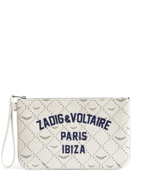 Zadig&Voltaire logo-print zip clutch bag Neutrals LWSG03879