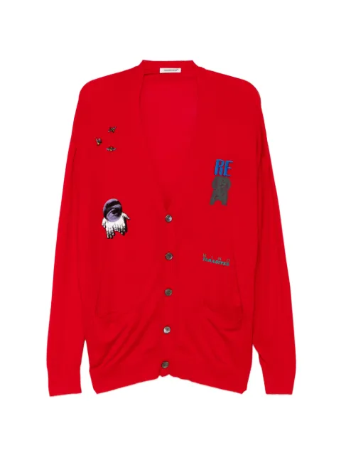 Undercover graphic-print V-neck cardigan Red UP1F4903