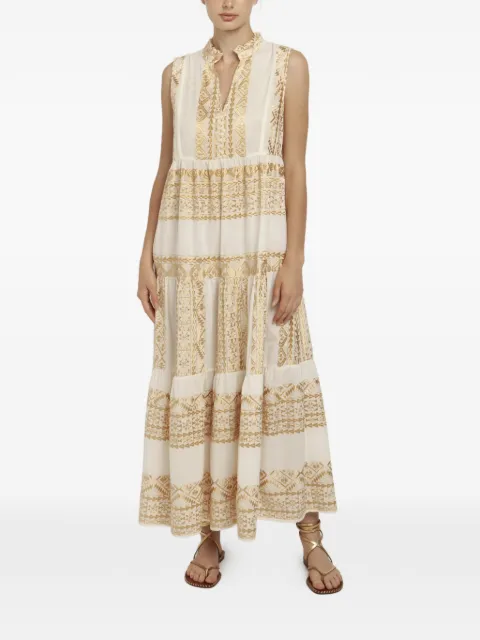 GREEK ARCHAIC KORI embroidered tiered dress Neutrals S26K3103088