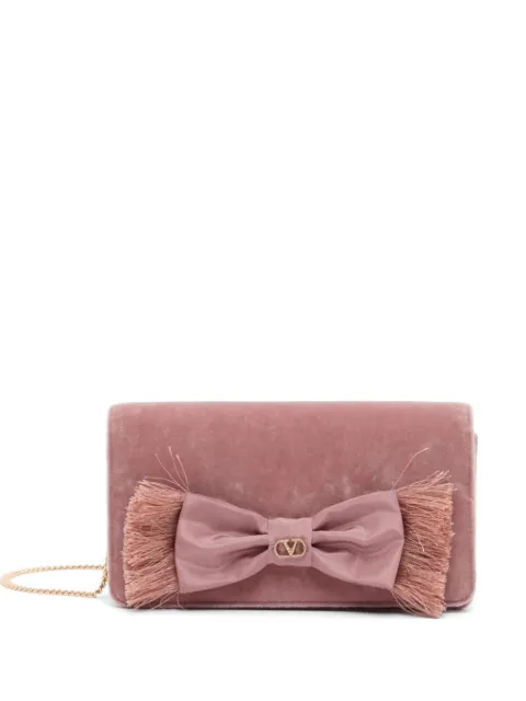 Valentino Garavani VLogo signature mini velvet shoulder bag Pink WP0AY4TPV