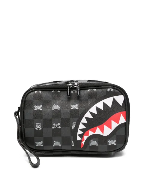 Sprayground shark-print checked wash bag Black 910B8914NSZ