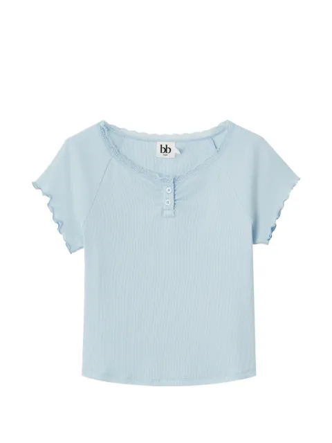 b+ab lace-trim ribbed T-shirt Blue 6S640AS