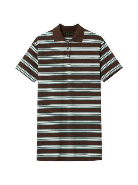 tout a coup horizontal-striped polo mini dress Brown M613AS6