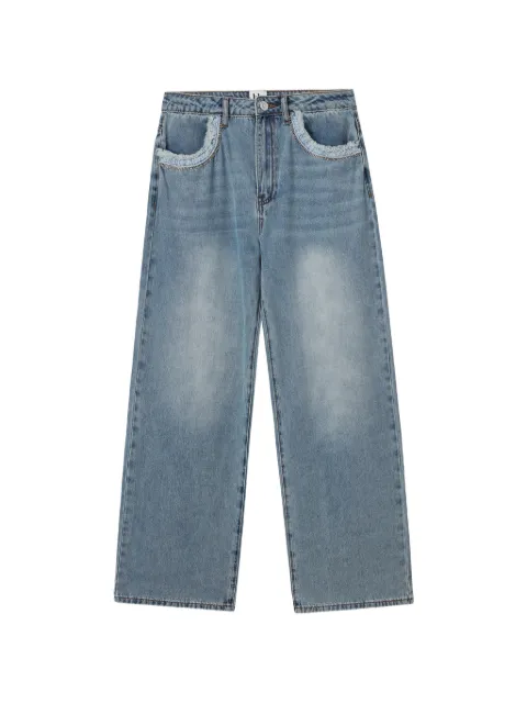 b+ab lace-trim straight jeans Blue 6S155AS