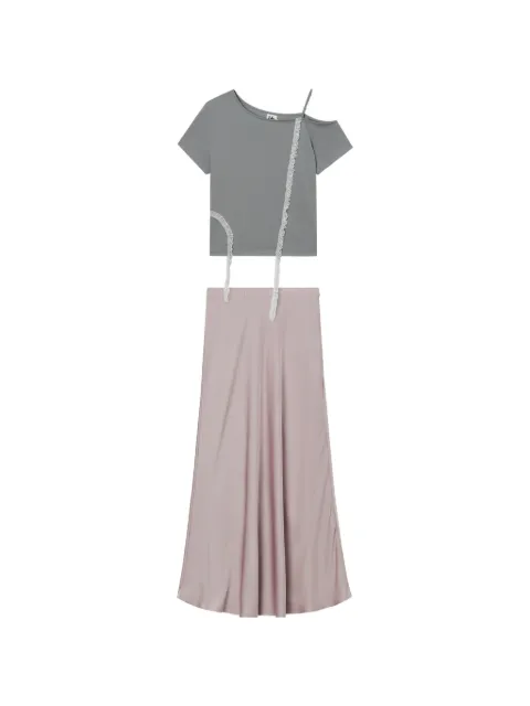 b+ab lace-trim A-line midi skirt Pink 6S639AS