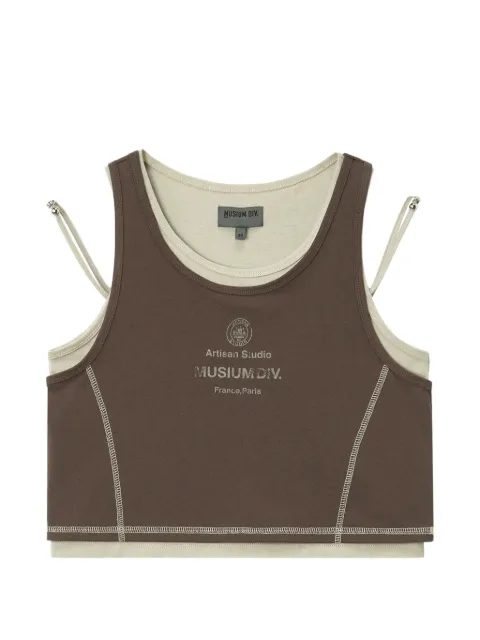 Musium Div. layered contrast-stitch top Brown MMUVTW01287X