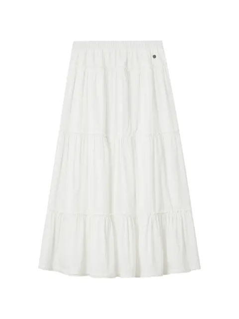 b+ab tiered lace-trim midi skirt White 6S164AS