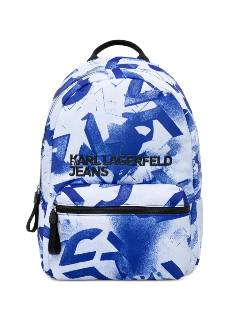 Karl Lagerfeld Jeans graffiti-print logo-patch backpack White B2M302181HZ