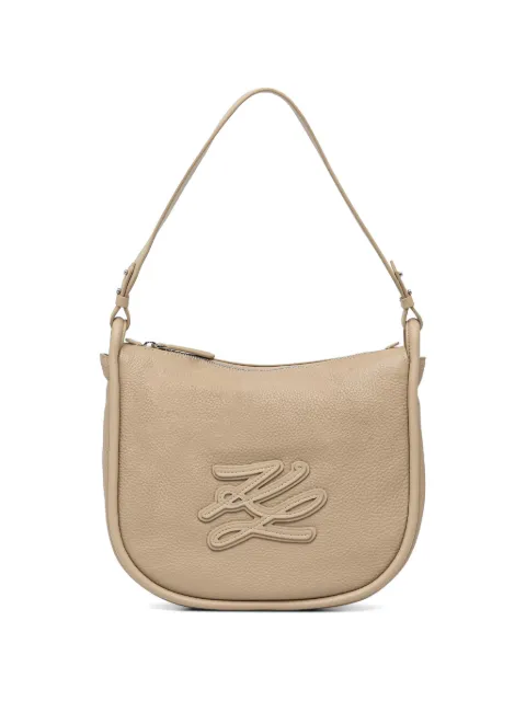 Karl Lagerfeld monogram-patch grained-leather shoulder bag Neutrals B2W300522FT
