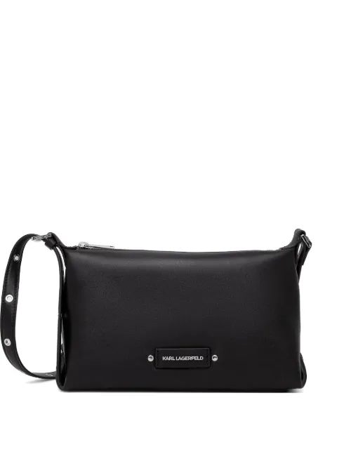 Karl Lagerfeld logo-plaque eyelet-embellished shoulder bag Black B2W300871AV