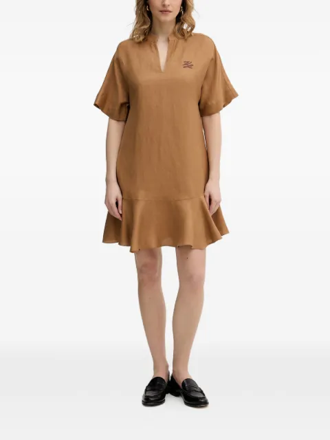 Karl Lagerfeld ruffled-hem V-neck mini dress Brown B2W130281LG