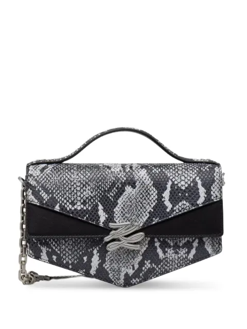 Karl Lagerfeld snake-effect logo-plaque cross body bag Black B2W302552NS