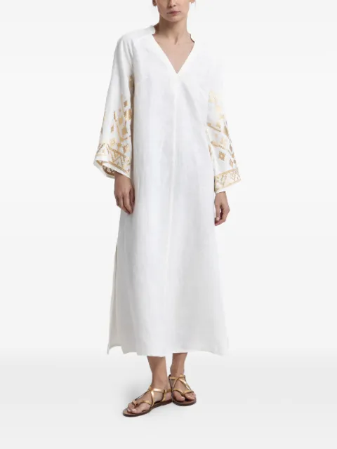 GREEK ARCHAIC KORI embroidered long-sleeved dress White S26K2043228