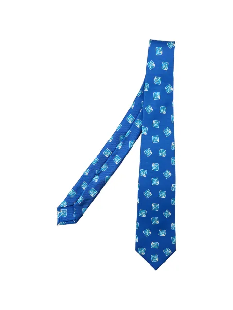 Kiton geometric-print tie Blue UCRVKRC07L84