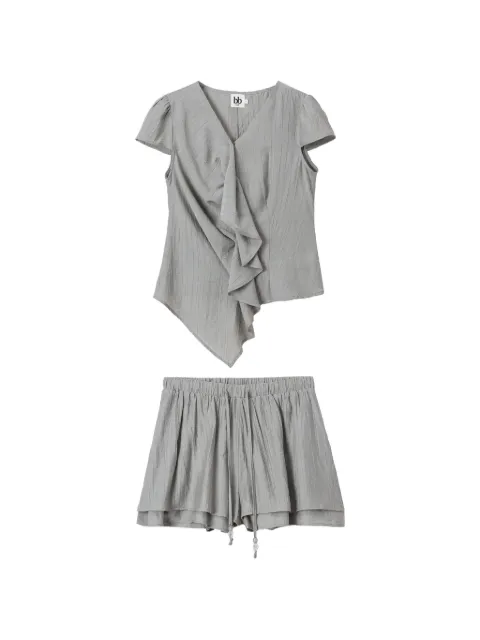 b+ab ruffled-detail short set Grey 6S153AS