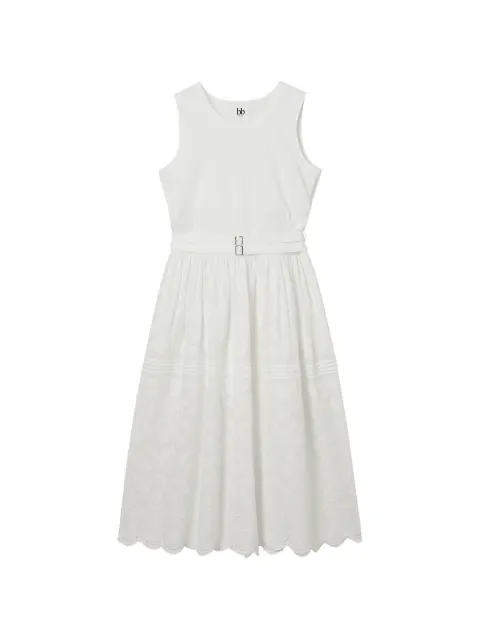 b+ab broderie-anglaise belted midi dress White 6S143AS