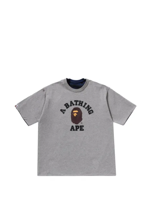 A BATHING APE® logo-print camouflage T-shirt Grey 001CSM301008M