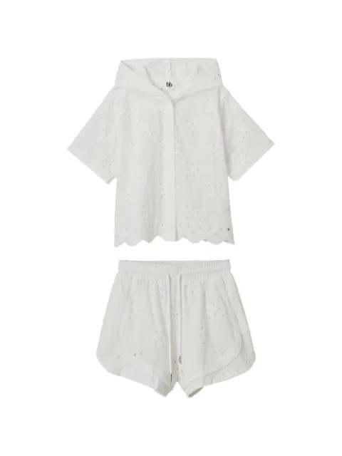 b+ab broderie-anglaise hooded shirt and shorts set White 6S151AS