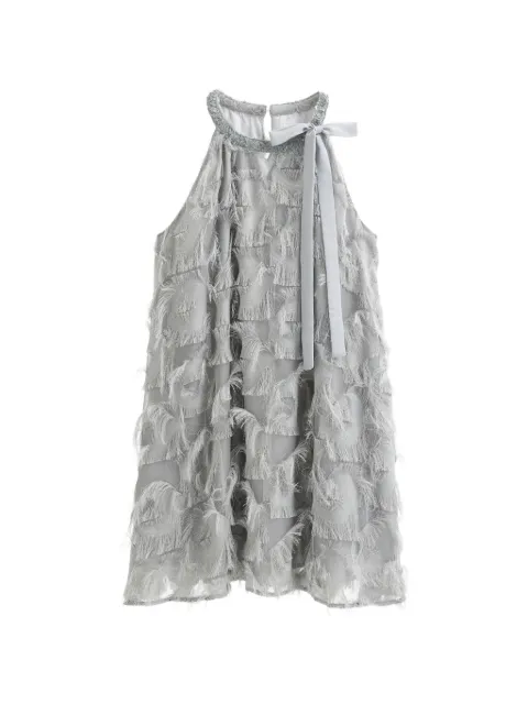 b+ab fringe-detailed halter-neck mini dress Grey 6S147AS