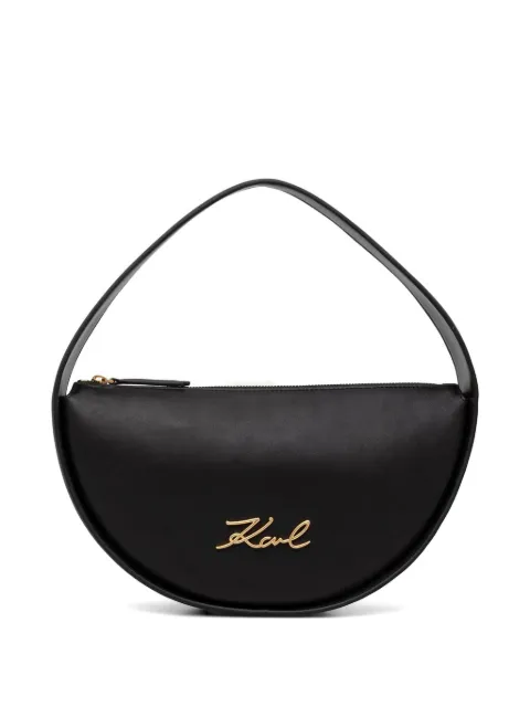 Karl Lagerfeld logo-plaque crescent tote bag Black B2W30004992