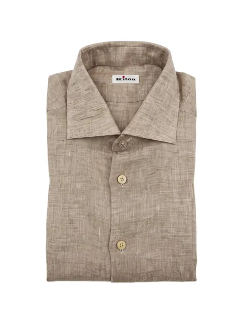 Kiton mélange-effect button-up shirt Neutrals UCCH09613