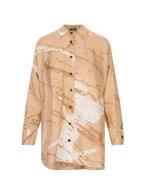 Kiton abstract-print oversized shirt Neutrals D61438K0999G