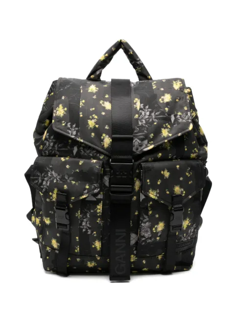 GANNI floral-print backpack Black B2010026